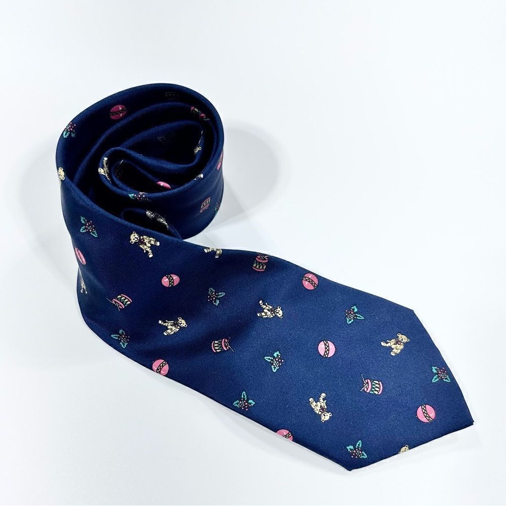 Vintage Smithsonian navy print silk tie